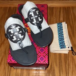 ✨EUC Dark Gray Tory Burch Miller Sandals
